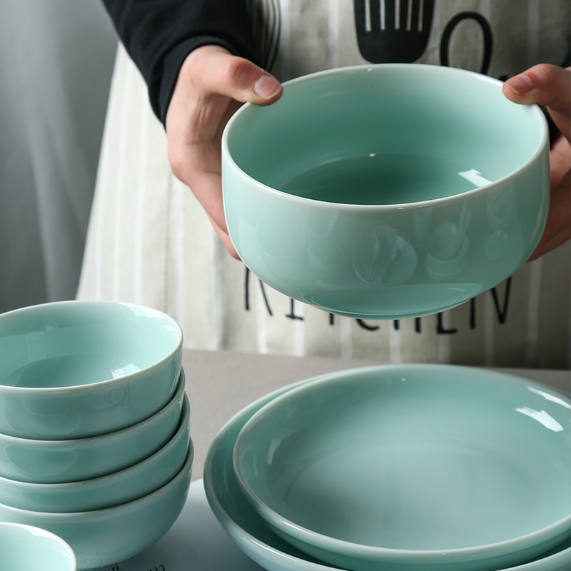 Longquan celadon combination suit dishes suit Japanese household ceramics tableware 0 vinegar dish plate the rice bowls