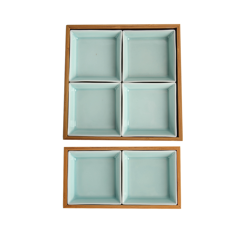 Longquan celadon square plate creative multiple disc ceramic plate frame Japanese fruit platter of dried fruit sushi plate