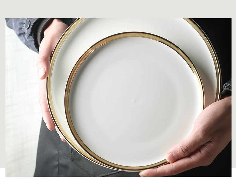 Ceramic plate of north European ins wind beefsteak disc up phnom penh breakfast tray was home round flat shallow dish plate 8 inches