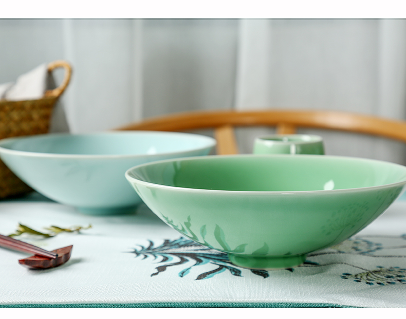 Longquan celadon bowls simple ceramic tableware large 8 "rainbow such always pull new hat to bowl of melon and fruit dish home plate