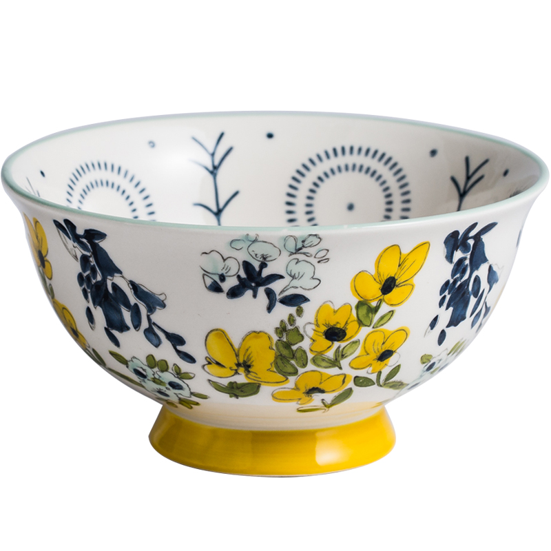 Japanese 6 inches tall bowl large anti hot household ceramic bowl move rainbow such as bowl bowl of fruits and vegetables salad bowl