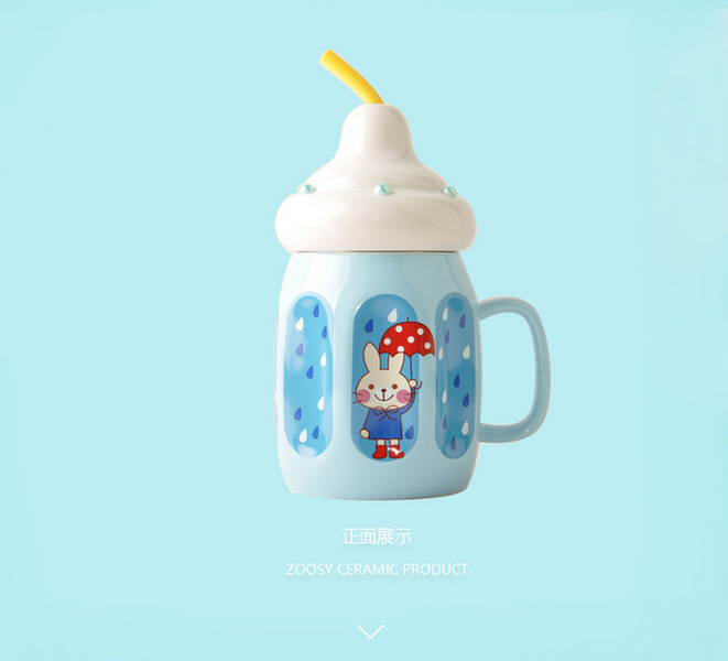 Northern wind mark cup express picking cups of water glass ceramic cups with cover milk tea ultimately responds with a straw
