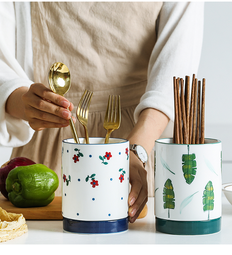 Creative, Nordic dobbin pen container variable glaze ceramic tube of chopsticks chopsticks box son chopsticks hand - made tableware kitchen supplies