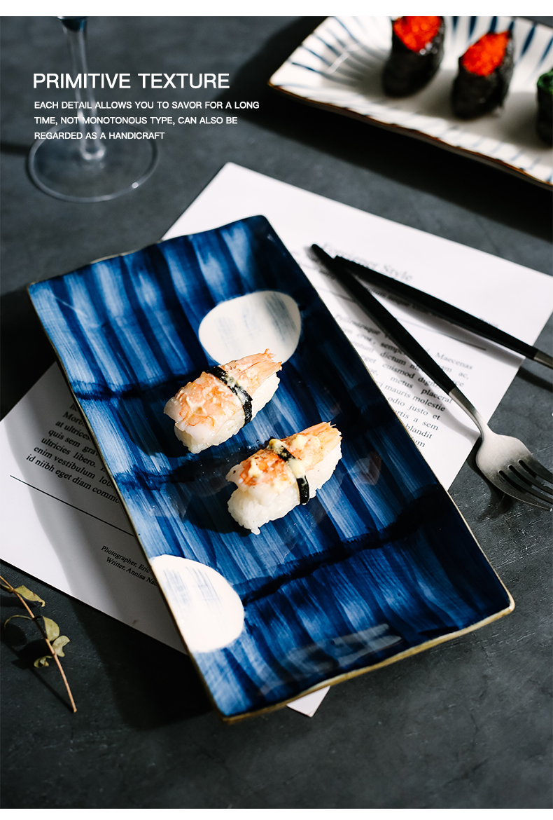 The Nordic rectangle plate strip plate ceramic snack plate dinner plate ideas snacks Japanese sushi platter