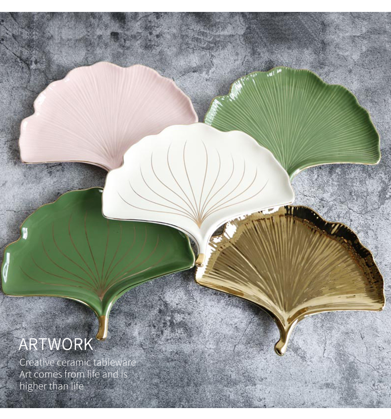 INS Nordic fuels the ginkgo biloba ceramic disc western food steak pan home decoration plate jewelry to receive photo props