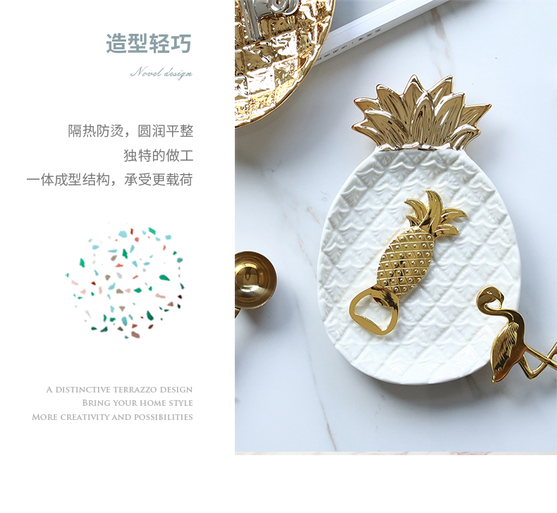 Jingdezhen in Europe and the tide product golden pineapple ceramic decoration plate to receive a plate of fruit salad plate jewelry plate