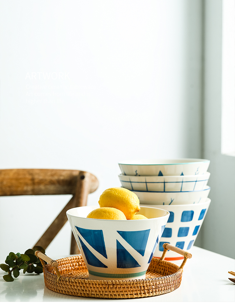 Japanese under the glaze color, rainbow such use household creative hat to large bowl of jingdezhen ceramic tableware large bowl of such soup bowl