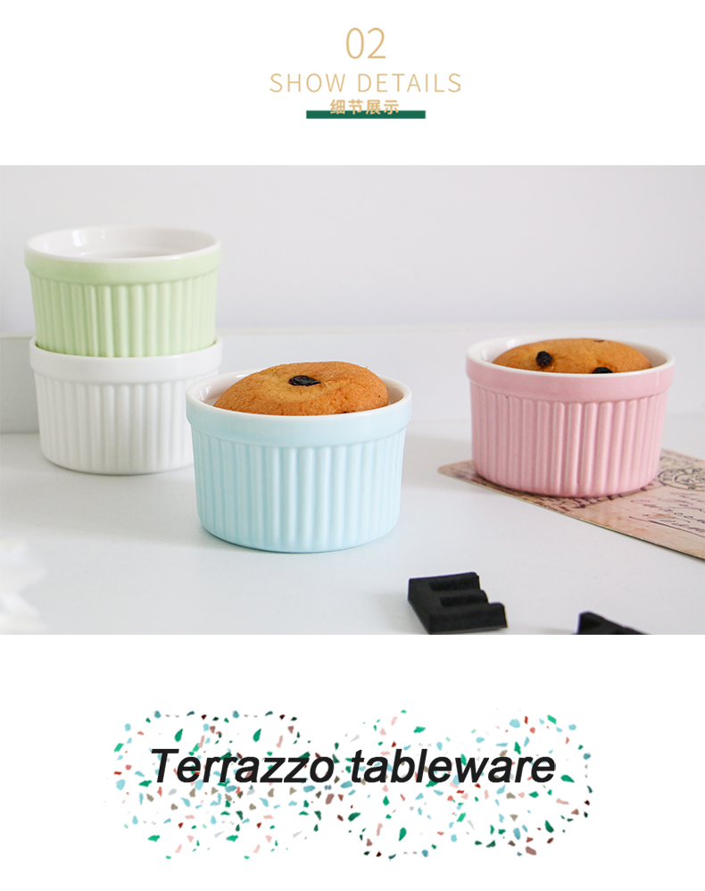 Jingdezhen shu she bake to use baking cake mould jelly ice cream dessert pudding ceramic bowl stripe cup