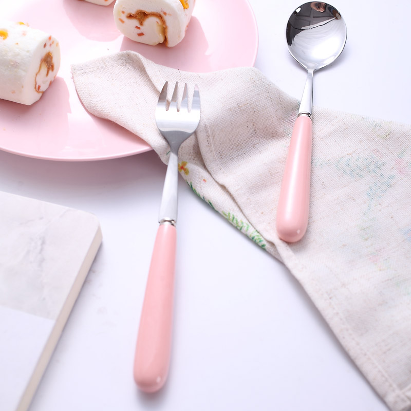 Jingdezhen ceramic handle stainless steel ladle watermelon run out of ice cream run eat western - style food fruit dessert cake fork