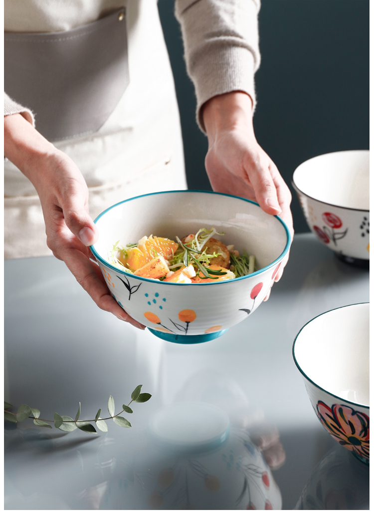 Japanese creative dishes suit household light soup bowl move key-2 luxury a single large bowl hand - made ceramic tableware chopsticks plates