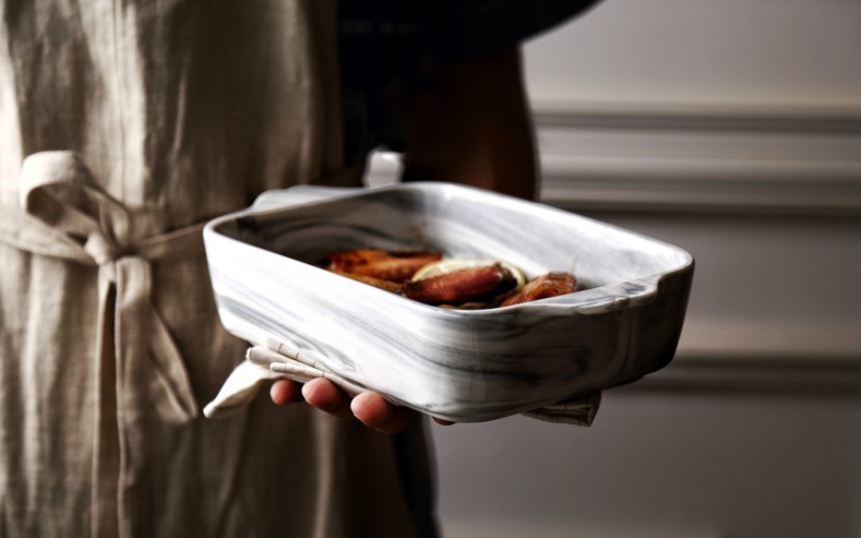 Marble pan home a rectangle European baking oven with heat - resistant ceramic baked FanPan ears pan baked