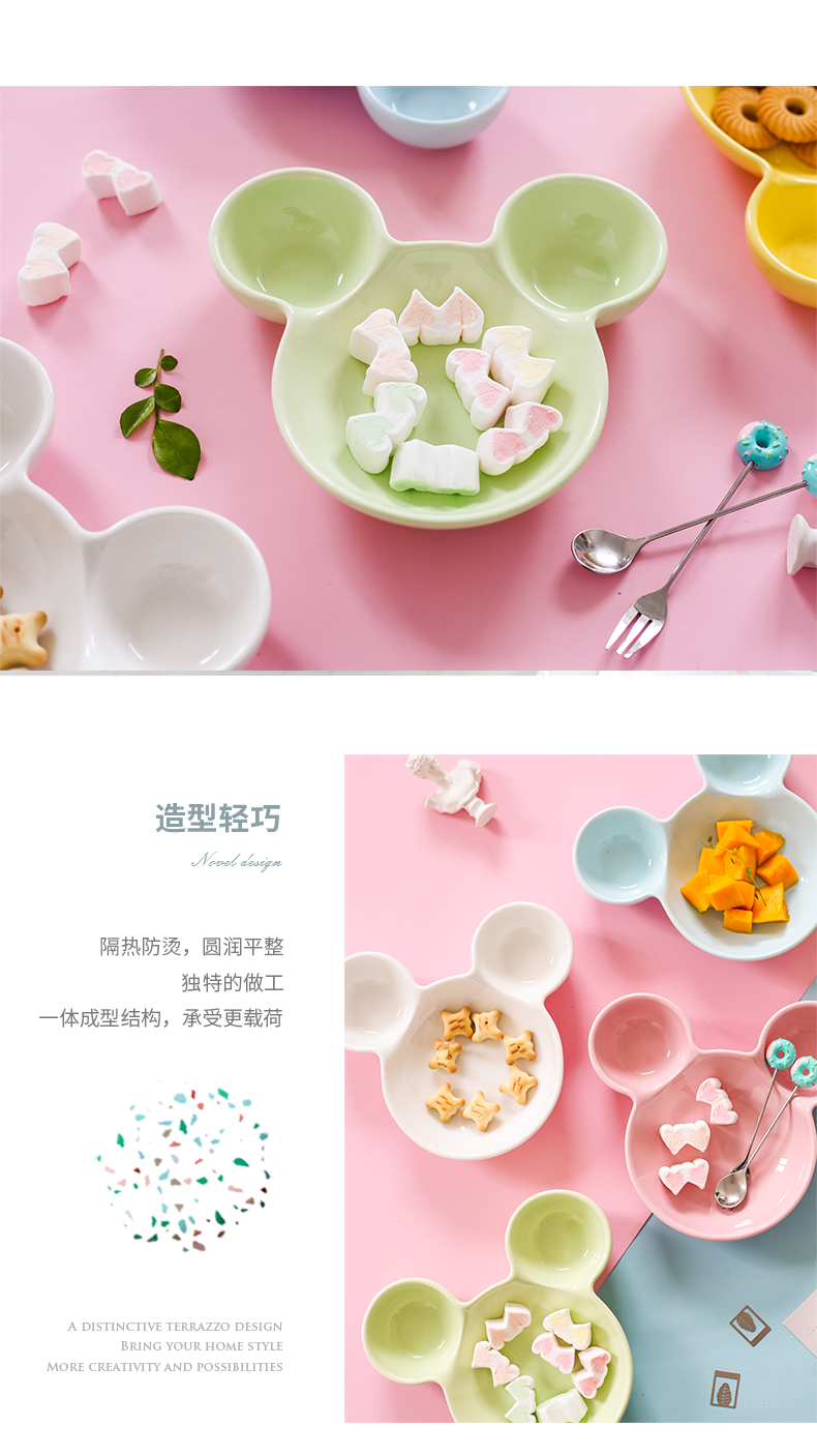 Baby, lovely mickey ceramic plate suit children 's creative bowl plate FanPan cartoon points breakfast tray