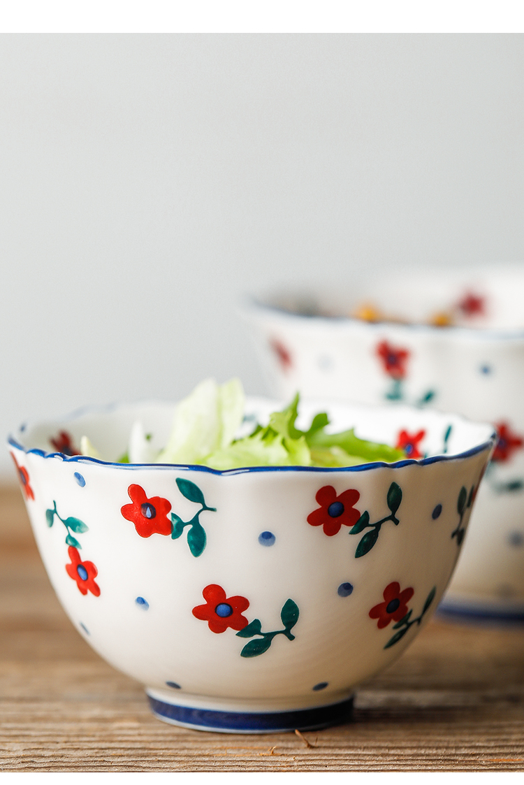 Rural wind small hand - made ceramic tableware household small bowl of porridge spoon keller 0 plate the bowl of soup bowl