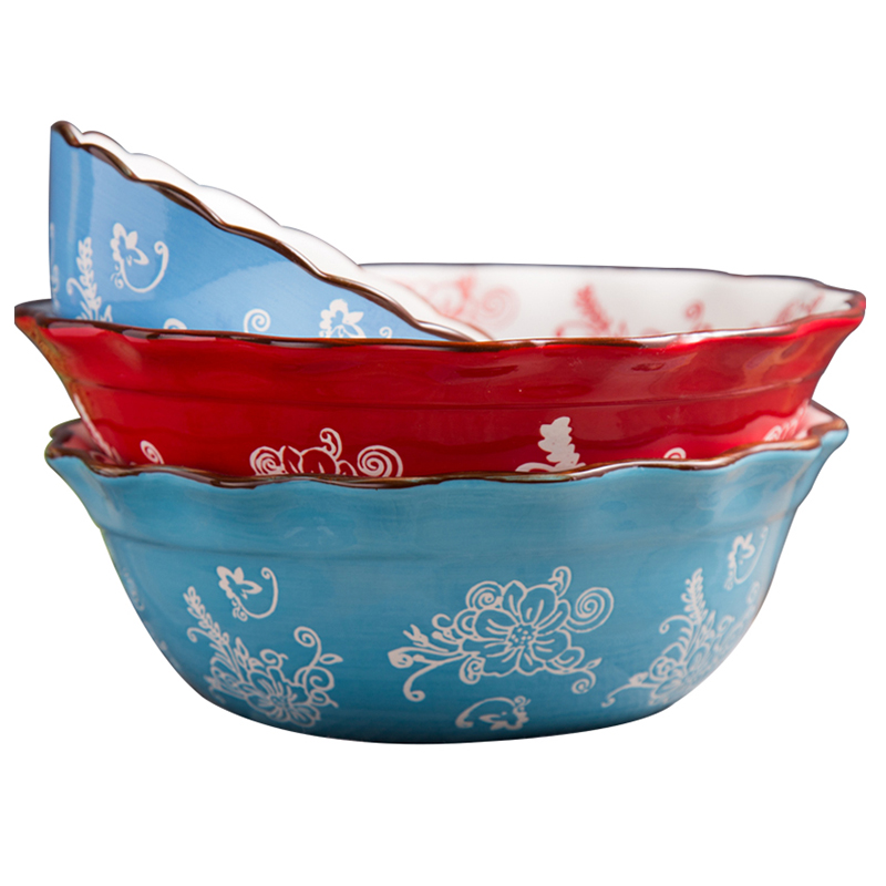 Creative European vegetable salad bowl of sugar water bowl dessert bowl ceramic bowl rice bowls bowl of soup can eat rainbow such use