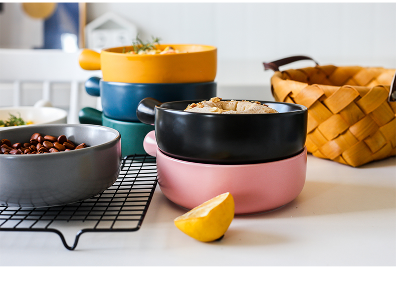 Oven baked jobs ceramic fruit salad bowl for single handle pan, Japanese household breakfast dishes on the dishes