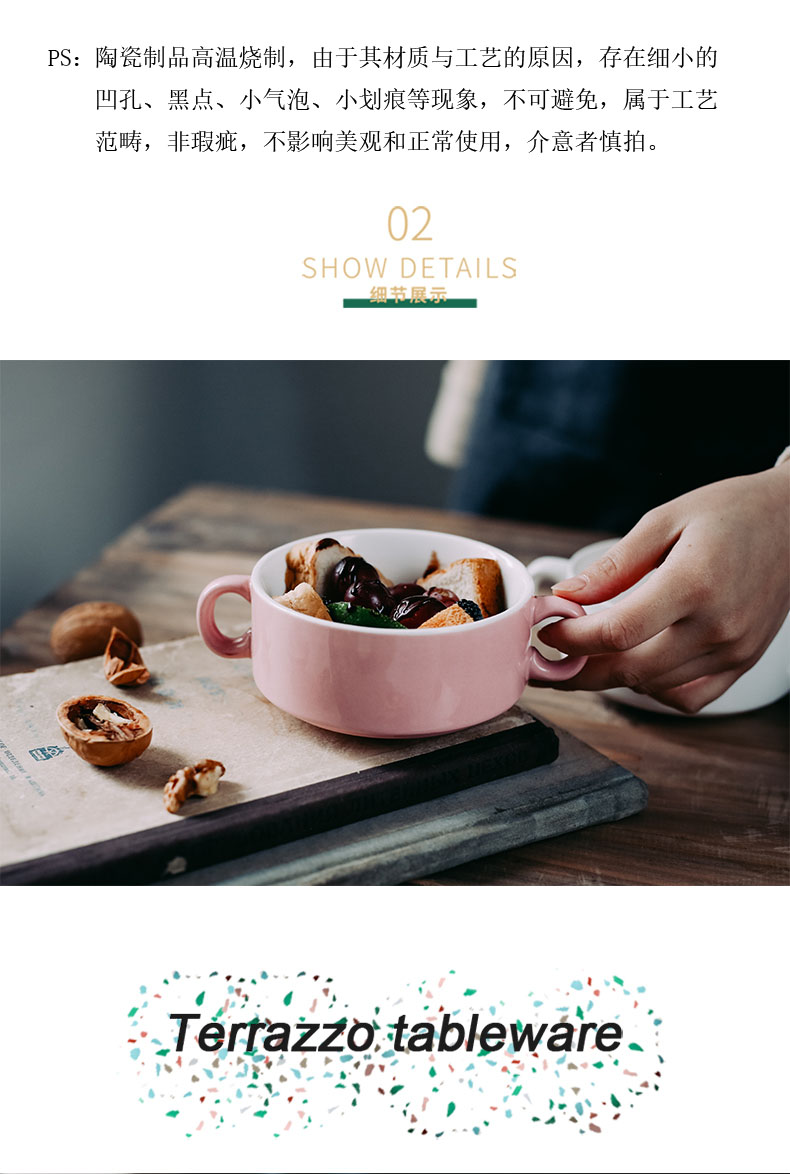 Ceramic ears porridge bowl of steaming roast bowls of stew household soup bowl of soup bowl pudding dessert salad bowl bowl restaurant porcelain cup