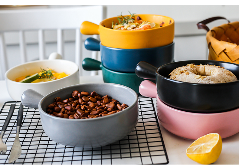 Oven baked jobs ceramic fruit salad bowl for single handle pan, Japanese household breakfast dishes on the dishes
