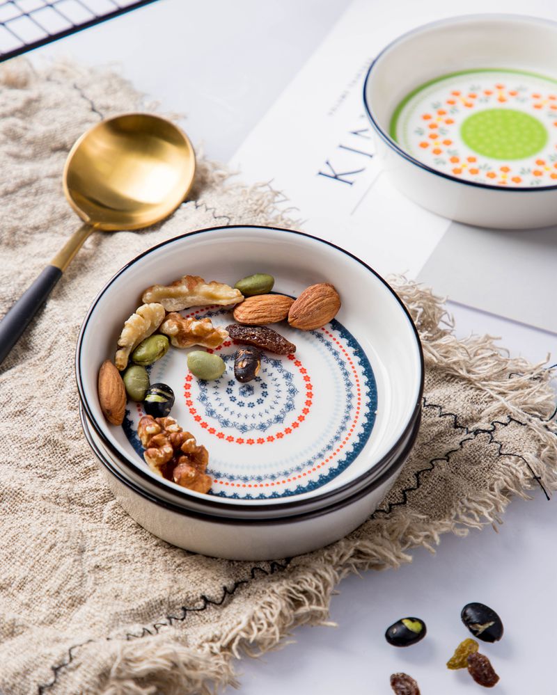 The Nordic nation wind flower ceramic dishes dish of soy sauce vinegar flavor dish household small baking bowl dessert dim sum dishes