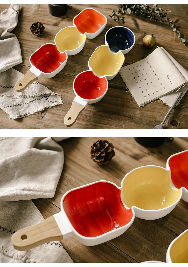 Northern wind household fruit snacks ceramic bowl bowl glaze color creative use points style salad bowl with the bowl