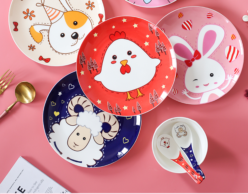 Express cartoon dish dish dish home ins.net HongCan dish individuality creative steak western tableware ceramic plates