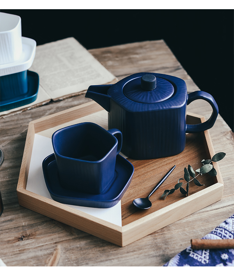 Matte enrolled ceramic teapot Nordic tea cups and saucers household utensils kettle flower coffee pot, kettle large capacity