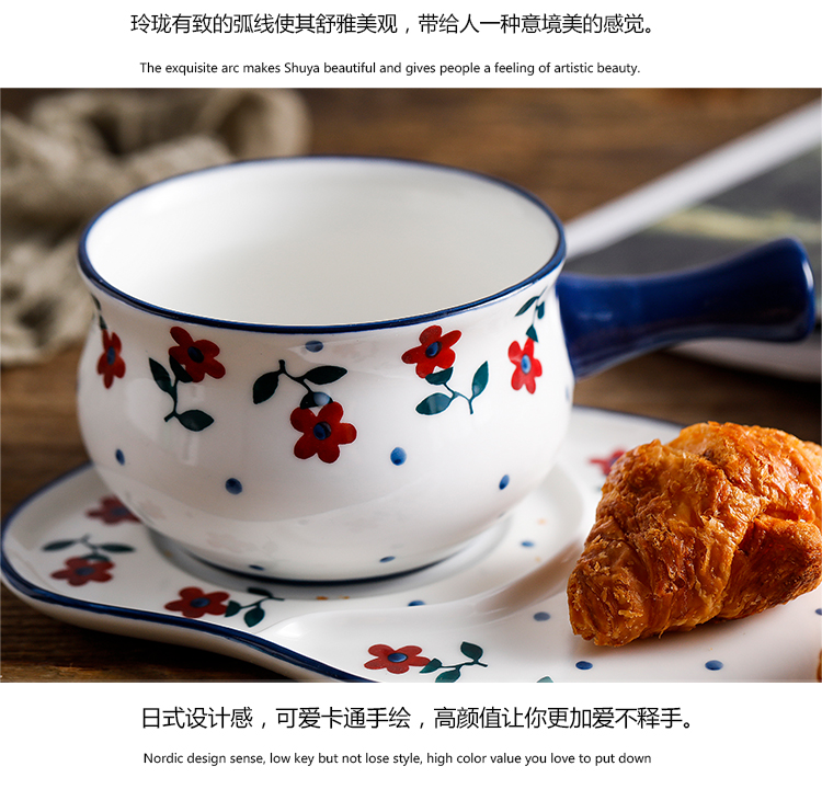 Rural wind small hand - made ceramic tableware household small bowl of porridge spoon keller 0 plate the bowl of soup bowl