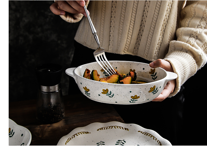 Creative glaze color hand - made floret tableware under Japanese original glaze ceramic pure and fresh and lovely lace plate rice rainbow such use