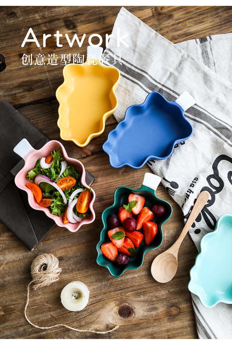 Cartoon jingdezhen ceramic pan baked baked baked bowl bowl, lovely children 's breakfast bowl bowl of fruit snacks