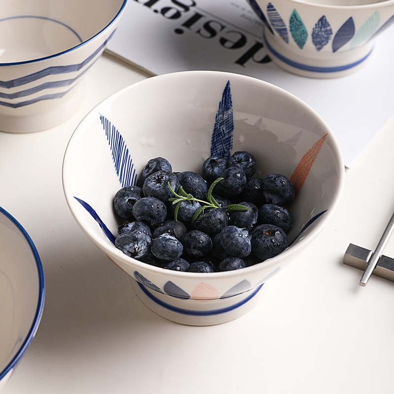 Northern wind Japanese hand - made ceramic bowl home eat rice tall bowl hat to small rainbow such as bowl bowl bowl of rice bowls horn