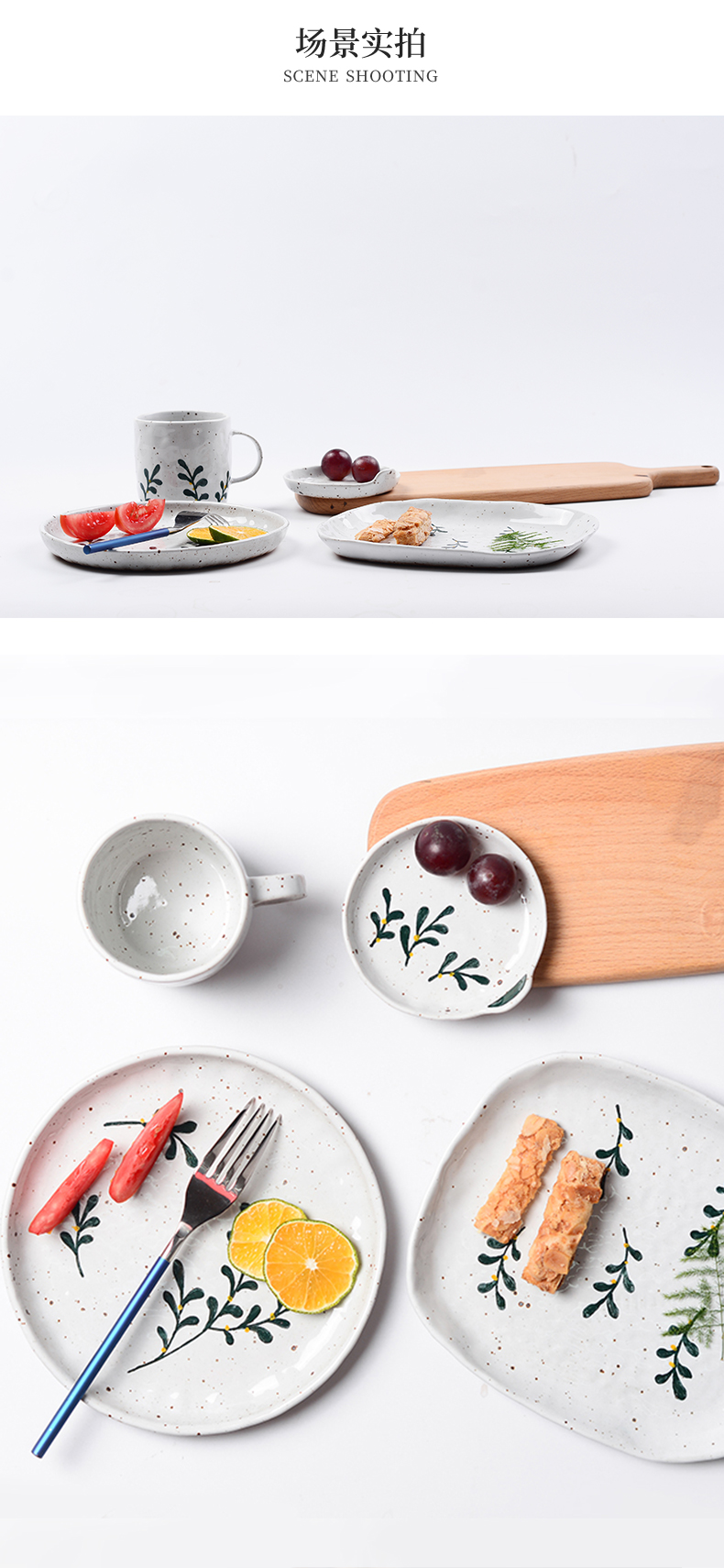 Jingdezhen hand - made blue - and - white hand - made ceramic disc Chinese style restoring ancient ways coarse pottery dish fruit bowl dessert plate characteristics of home stay facility