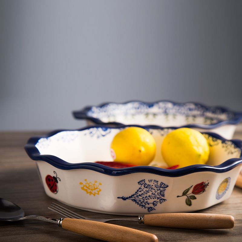 Northern wind INS pie dish put SaPan cheese baked FanPan ceramic fruit bowl sitting room creative European household move