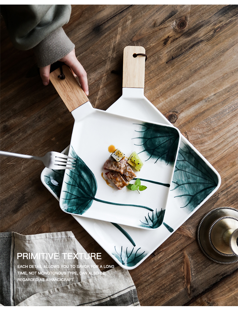 Breakfast steak dribbling wood put the plate of the new creative pendulum plate ceramic cake plate west plate dinner plate