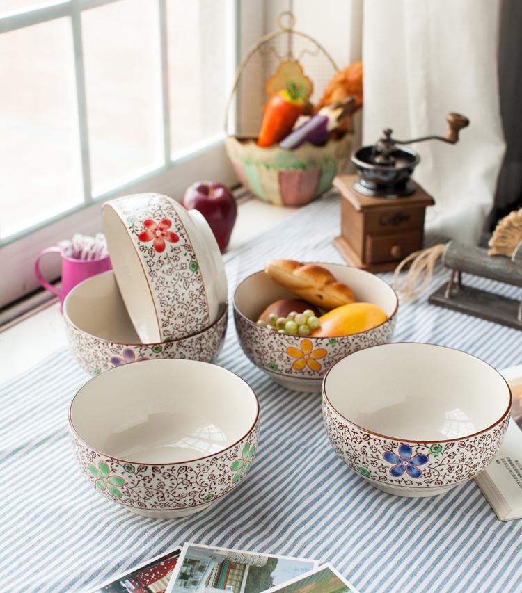 Jingdezhen and colorful propitious shells big auspicious ceramics bowl of rice noodles in soup bowl dishes cutlery set