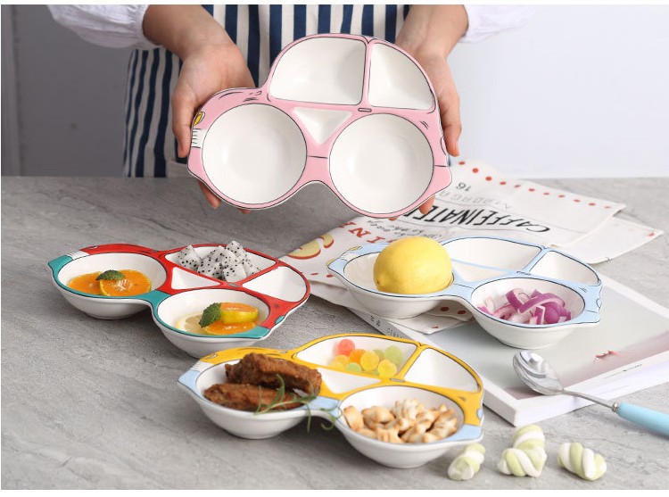 Ins the new ceramic baby car plate modelling side dish bowl children cutlery tray was lovely breakfast tray