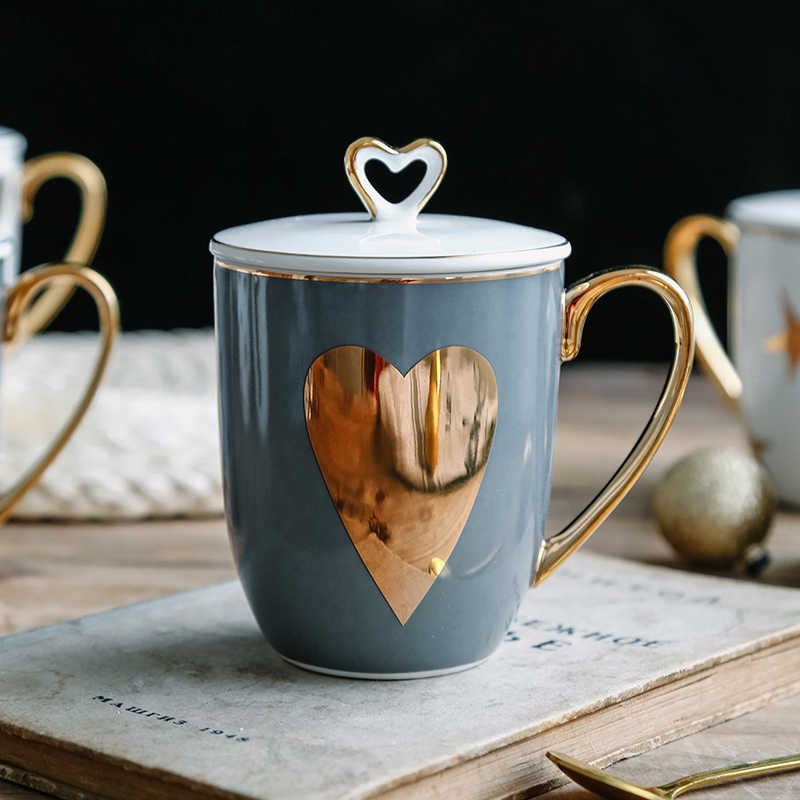 Lovely cup children ceramic cup with cover girl pink see love peach heart cup home mugs