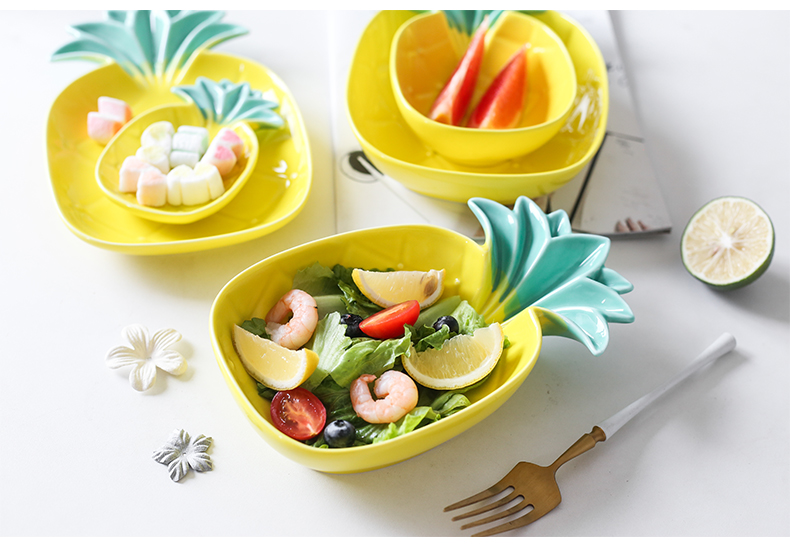 Ins pineapple fruit bowl bowl ceramic creative nice move household breakfast, lovely salad bowl dessert 0