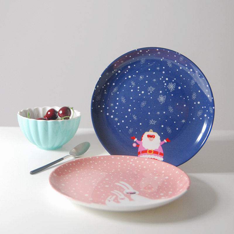 A Warm Christmas gift ipads China plates northern wind steak western food plate 8 inches fruit salad plates