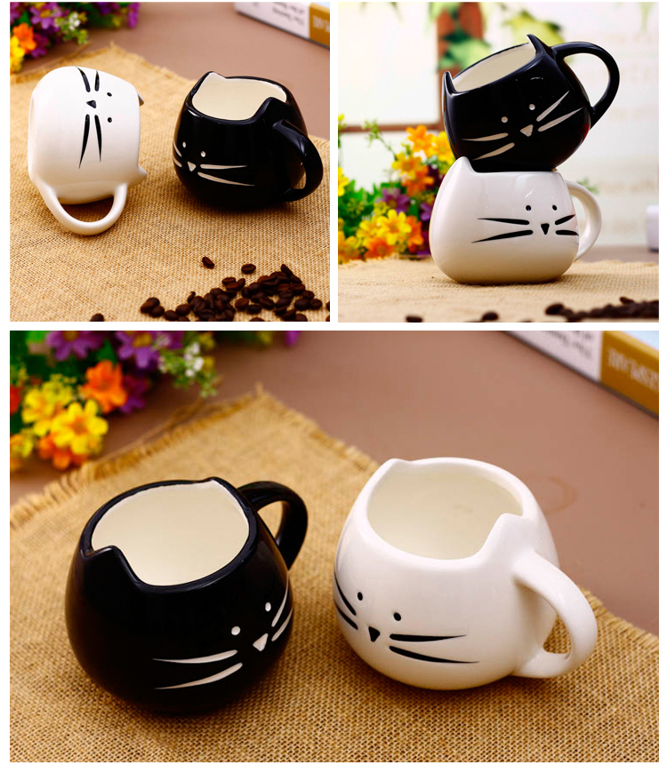 Jingdezhen ceramic, black and white cat express it in ceramic cup contracted couples mark cup for cup cat coffee cup