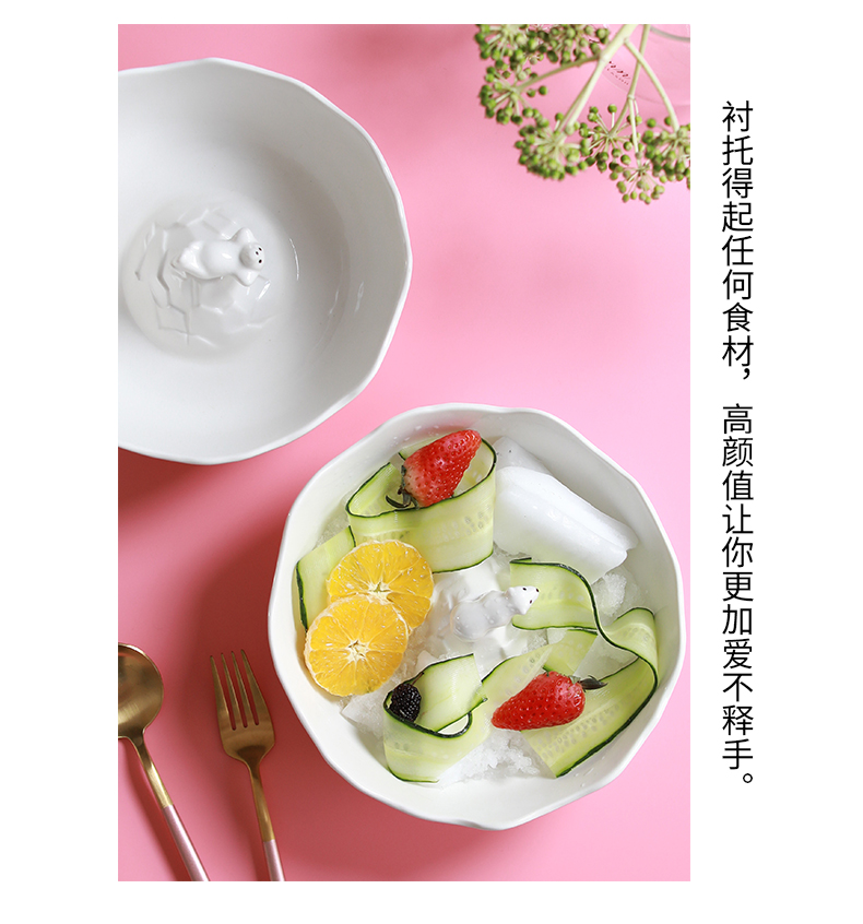 Northern wind polar bear ceramic fruit sweet dessert salad bowl creative three - dimensional animal snacks soup bowl