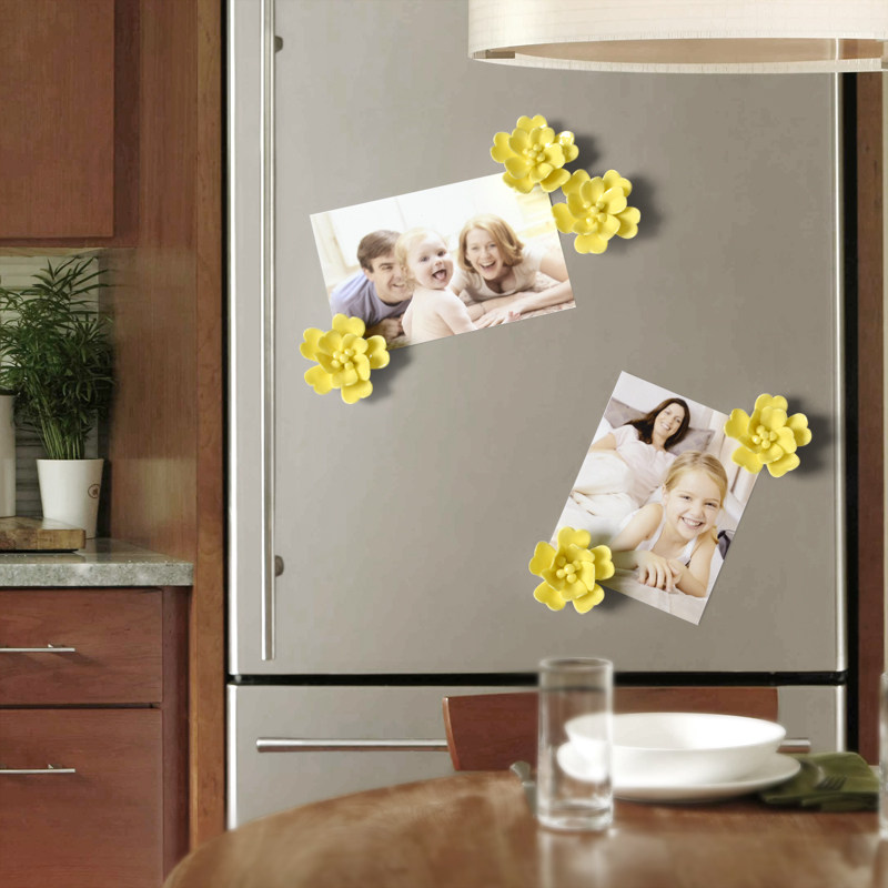 家居装饰品陶瓷冰箱贴创意磁铁立体花朵留言板吸铁石冰箱装饰