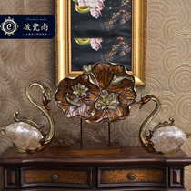 New Chinese classical luxury swan ornaments three-piece American living room clubhouse office porch big decorations