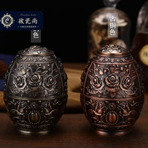 European retro antique copper toothpick tube American style old toothpick box Classic coffee table ornaments Pressed toothpick jar