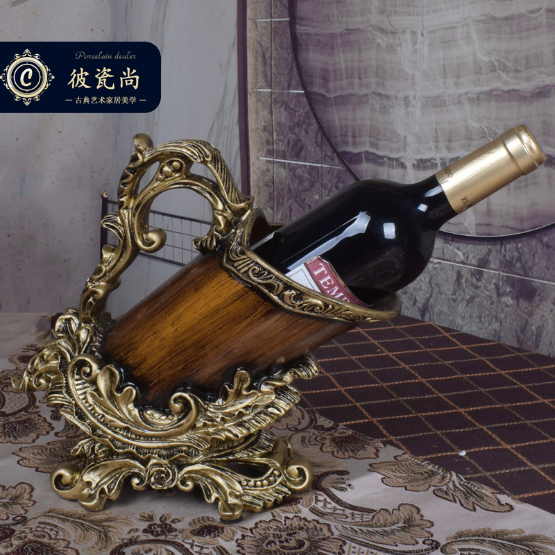 European retro luxury red wine wine rack ornaments Creative living room household American Chinese wine cabinet classical decorations