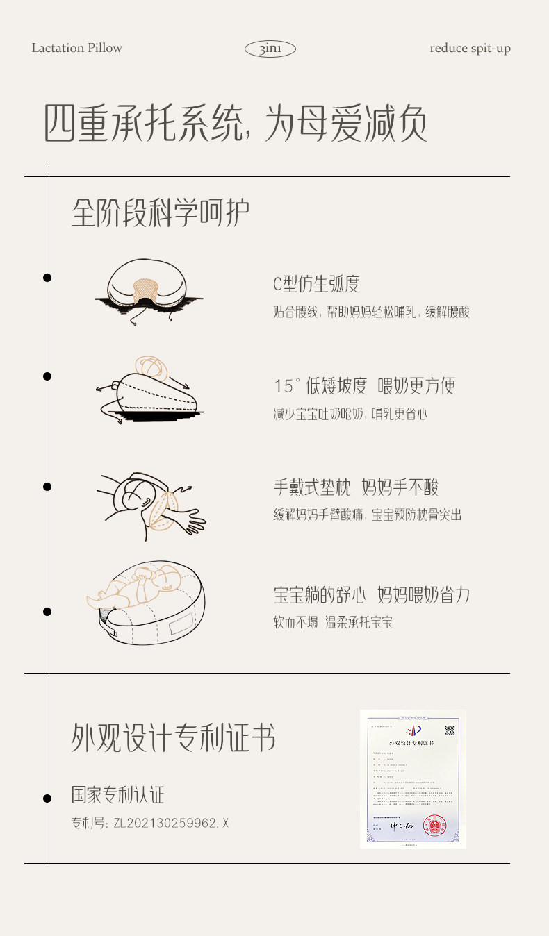 物苑哺乳枕喂奶神器解放双手喂奶辅助枕头母乳坐喂婴儿斜坡枕护腰 — 3