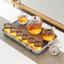 Heat-resistant high-temperature glass teapot set Household flower teapot filter tea brewing tea brewing Kung Fu black tea set small set