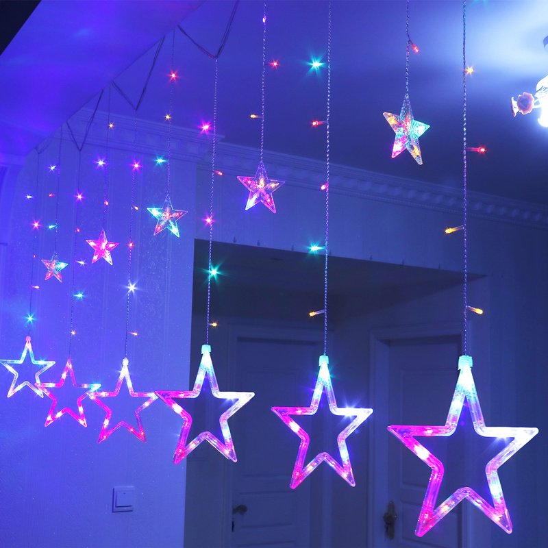 LED Flashing Lights String Festival Grand Pentagram Room Curtains Star Lights Small Lights Strings Full of Star Tent Decorative Lights