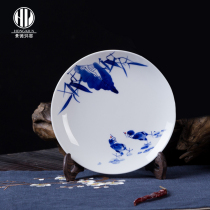 Hongyao Jingdezhen hand-painted 8-inch 10-inch plate blue and white Chinese tableware Kaolin household ceramics underglaze flat plate