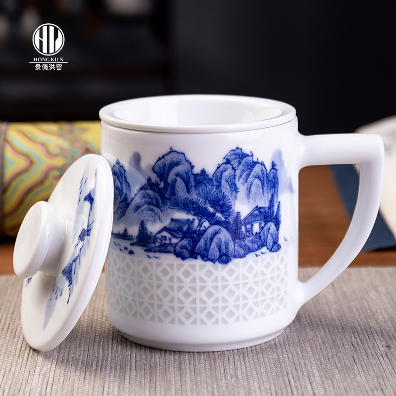 Jingdezhen Hongyao Ceramic Tea Cup With Tea Leak Filter Tea tea with lid Home Office boss Cup Drink cup