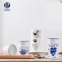 Hongyao Jingdezhen hand-painted ceramic cup Chinese water cup Household living room straight cup underglaze tableware large capacity