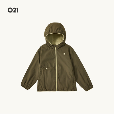 Q 21m Fleece Children's Jacket for Autumn, Windproof and Light Rain Resistant, Lightweight Anti-Static Fleece Hooded Top for Boys and Girls — 1